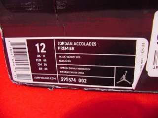 NIKE Air Jordan Accolades Premier Size 12 Black Red, Mint In Box 
