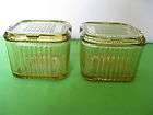 federal glass amber vertical line 4 square refrigerator dishes two