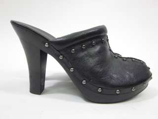 PREVIEW INTERNATIONAL Black Leather Studded Clogs Sz8.5  