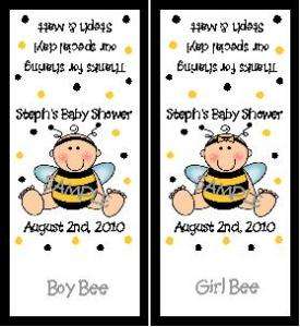 BUMBLE BEE BOY OR GIRL PERSONALIZED BABY SHOWER FAVORS  