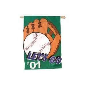  Lets Go Baseball Sports Applique Decorative Garden Flag 