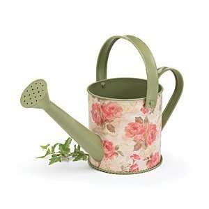  Romantic Rose Tin Watering Can Planter Floral w/ Liner 