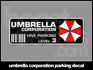 Umbrella Corporation Resident Evil Hive Parking Decal  