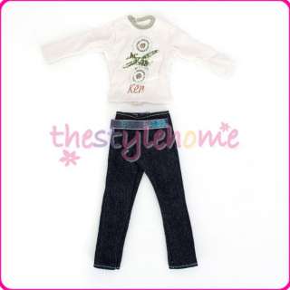   Long Sleeve T shirt & Pants Casual Clothes Outfit for Barbie Ken Doll