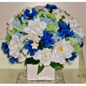   Custom Silk Decor Floral Arrangement   Blue Lagoon