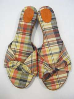 NEW J. CREW Plaid Wooden Bow Sandals Mules Shoes Sz 10  