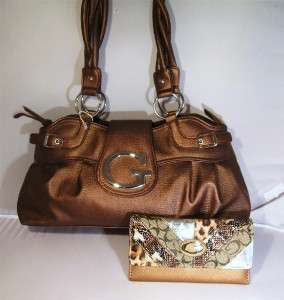 Bronze G Style Fashion Trendy Shoulder Handbag Tote Purse and 