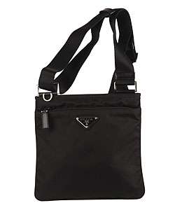 Prada Mini Black Nylon Flat Messenger Bag  