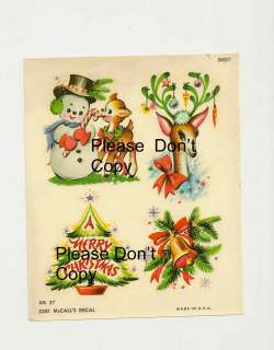 WONDERFUL GRAPHICS VTG 1950 SML MCCALLS XMAS DECALS FOR CRAFTS, CARDS 