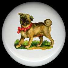 Victorian Design PUG DOG #2   Ceramic Drawer Knobs  