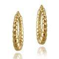 18k Gold over Stainless Steel Ribbed Design Hoop Earrings Today 