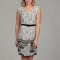 Spense Womens Black/ Ivory Print Belted Dress Today $26 