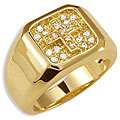 14k Gold Overlay Mens Cubic Zirconia Gospel Ring