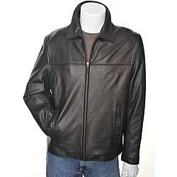Izod Mens Black New Zealand Lambskin Leather Jacket  