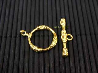 Finding Toggle Clasps Round Shape Gold Plated 20set  