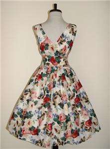 50s Vtg Style Twirl Floral Pinup Swing Dress Small **LAST ONE 