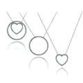 Silver 1ct TDW Blue Diamond Heart and Circle Necklace