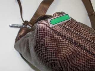 Brighton Brass Brown Embossed Leather Blondie Messenger Handbag Purse 