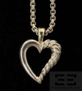  Sterling Silver & 14K Gold Mini Cable Heart Pendant Necklace  