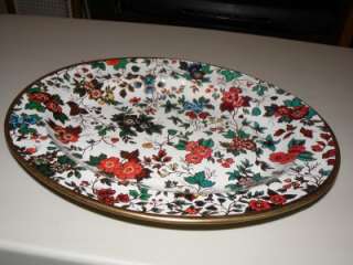 Vintage Nevco flowered metal tray / bowl  