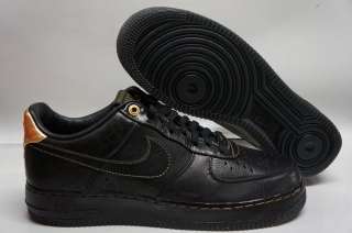Nike Air Force 1 Low Premium BHM Black Metallic Gold Sneakers Men Size 