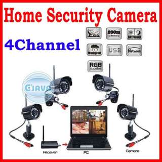   Wireless Video 4CH Camera USB Receiver DVR Home Security CCTV System