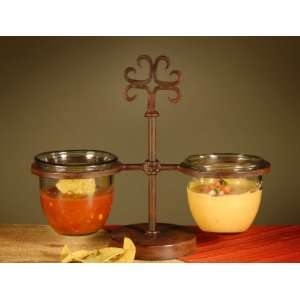   Glass and Rustic Wrought Iron Double Server