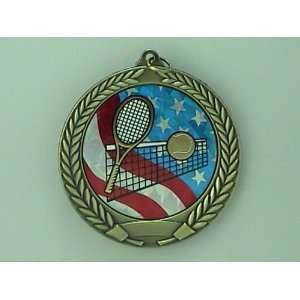  2 3/4 Gold USA Tennis Medals with Red White Blue Neck 