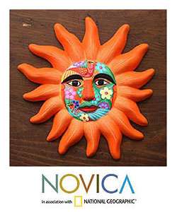 Ceramic Orange Sun Mask (Mexico)  