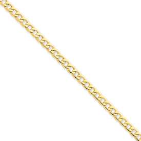 14K Gold 4.3mm Semi Solid Curb Link 20 Chain Necklace  