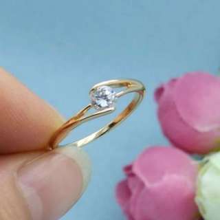 Pink Rose Gold Plated Round CZ Womens Engagement Wedding Ring Jewelry 