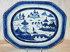 Chinese Export Porcelain Blue & White Canton Platter 19th c 15 5/8