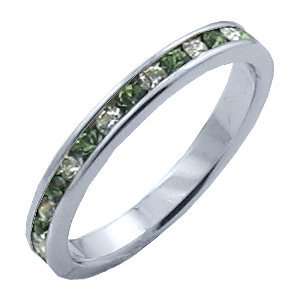 Tqw35432COH T6 Eternity Band with Genuine Clear and Peridot Austrian 