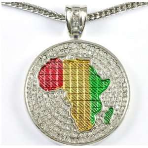  Iced Bling Colored Hip Hop Africa Map CZ Pendant 