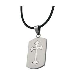 Stainless Steel Dog Tag with Large Cross Necklace  