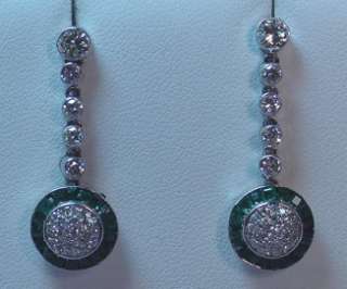 Carats Diamonds Plat Emeralds Chandelier Earrings  