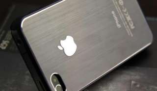 Black Aluminum Plastic Chrome Hard Cover Case F iPhone 4 4S 