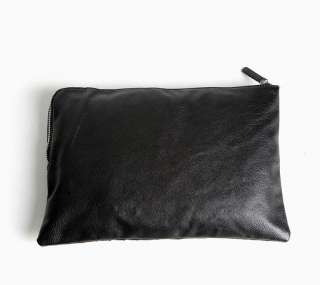   Leather Studded Flat Envelope Clutch Bag Zip Case Purse Handbag  