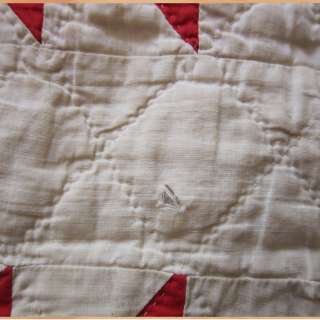 Red & White Goose In The Pond Antique Quilt 76X92 Spectacular EARLY 