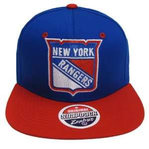  New York Rangers Logo Zephyr Snapback Cap Hat Blue Red 