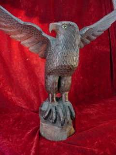   EAGLE SCULPTURE Hand Carved WOOD Statue CARVING Bird NICE  