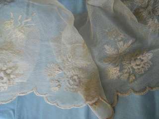 ANTIQUE FRENCH LACE EMBROIDERY TULLE 19 TH CENTURY  