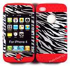 in 1 HYBRID Silicone Rubber+Cover Case for APPLE iPhone 4 4S Red 