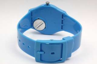 New Swatch Rise Up Aqua Shiny Plastic Band Easy Reader Watch 35mm 