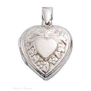  Sterling Silver 18 Box Chain Necklace With Embossed Heart 