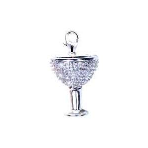  Wine Cup, 14K White Gold Diamond Charm Jewelry