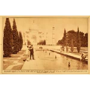1922 Rotogravure Taj Mahal Agra India Emperor Shah Jehan Dome Fountain 