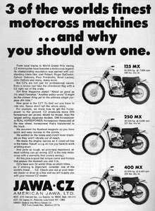 1973 Jawa CZ 125 250 & 400 MX Motorcycle Original Ad  