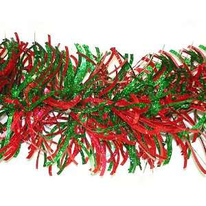   Red & Green Holographic Wave Christmas Tinsel Garland