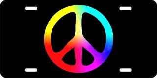 Tie Dye Peace Sign Symbol License Plate  